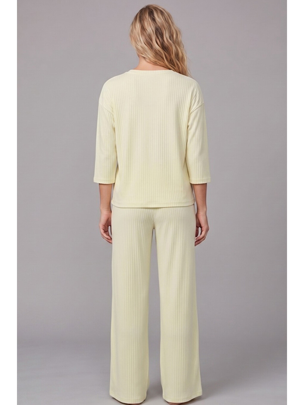Turkuaz Su Yeşili Soft Touch İnce Örme Nakışlı Pijama Takım-2