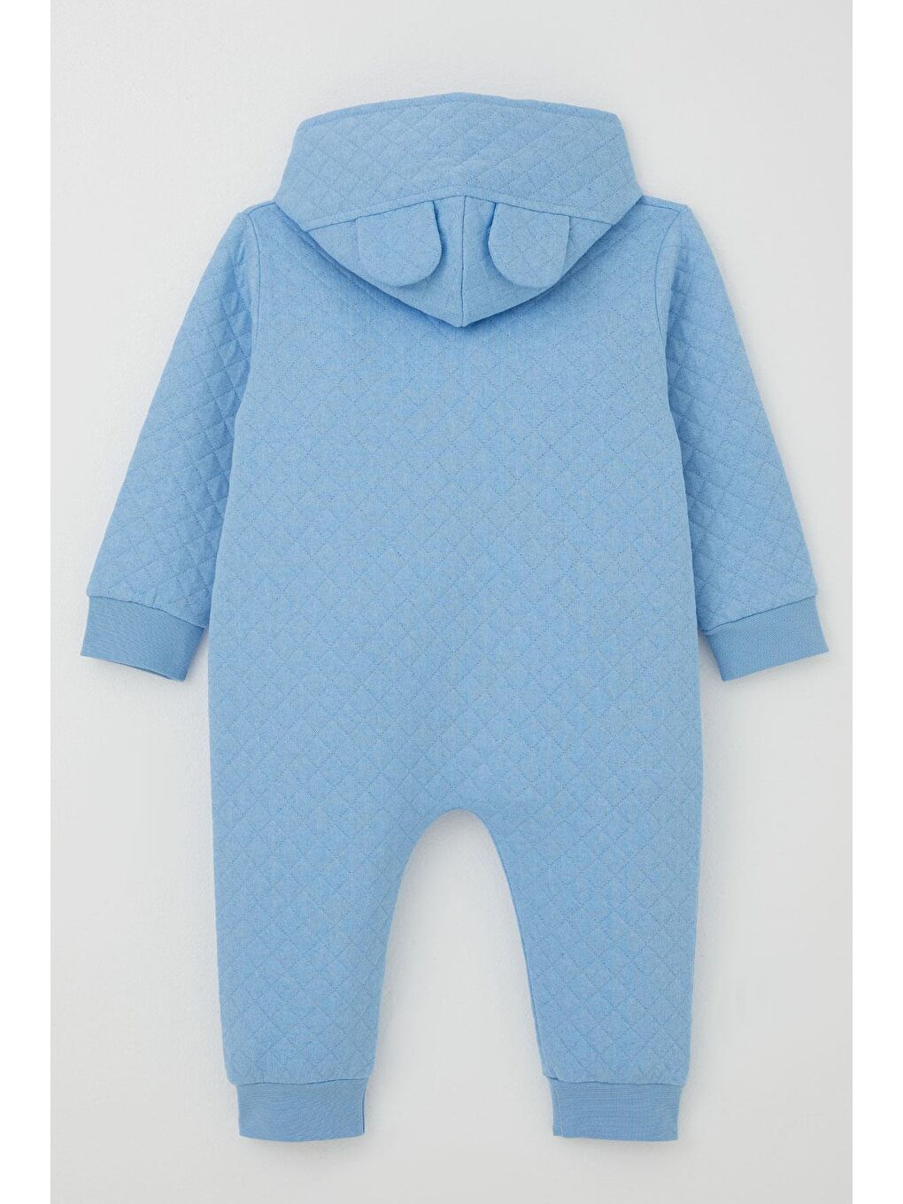 Erkek Bebek Tulum Kapitone Desenli Sevimli Aslancık Baskılı Kapüşonlu Açık Mavi (4 Ay-1.5 Yaş)-2