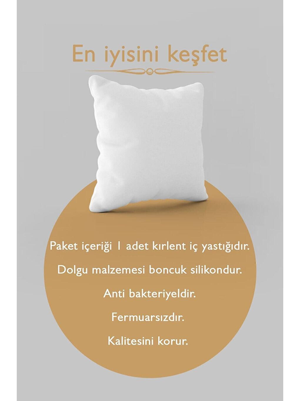 Beyaz Ölçü Seçenekli Kırlent Iç Yastığı Boncuk Silikonlu Antibakteriyel Yastık Dolgun Dik Iç Dolgu-5