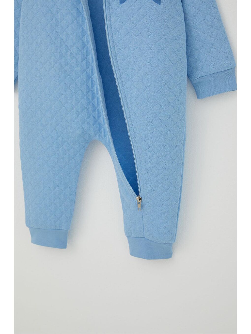 Erkek Bebek Tulum Kapitone Desenli Sevimli Aslancık Baskılı Kapüşonlu Açık Mavi (4 Ay-1.5 Yaş)-4