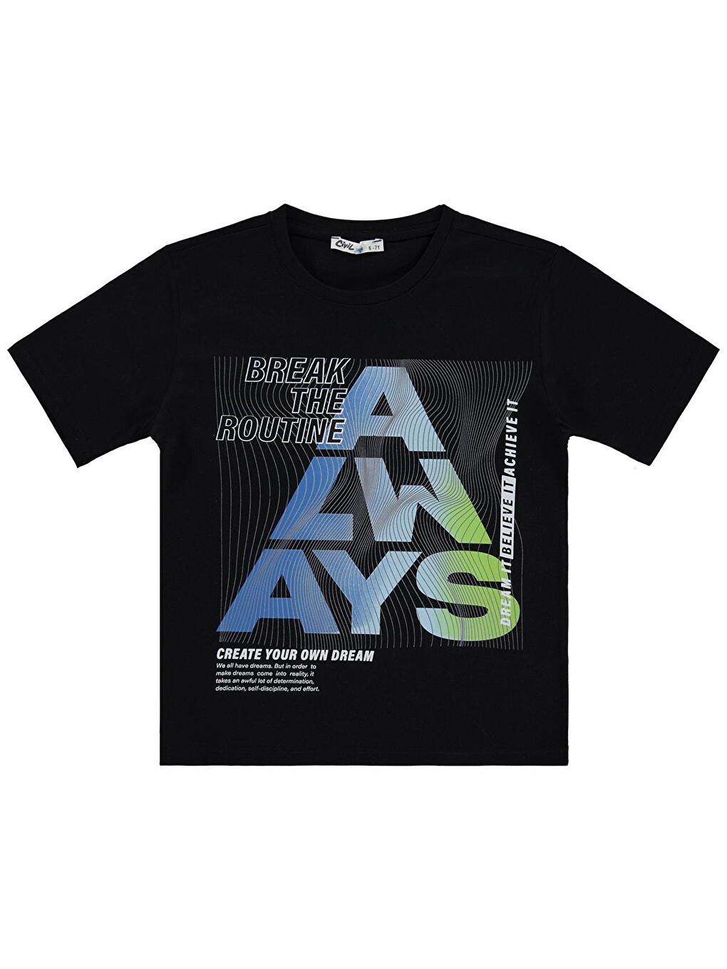 Boys Always Baskılı 10-13 Yaş Tişört - Siyah