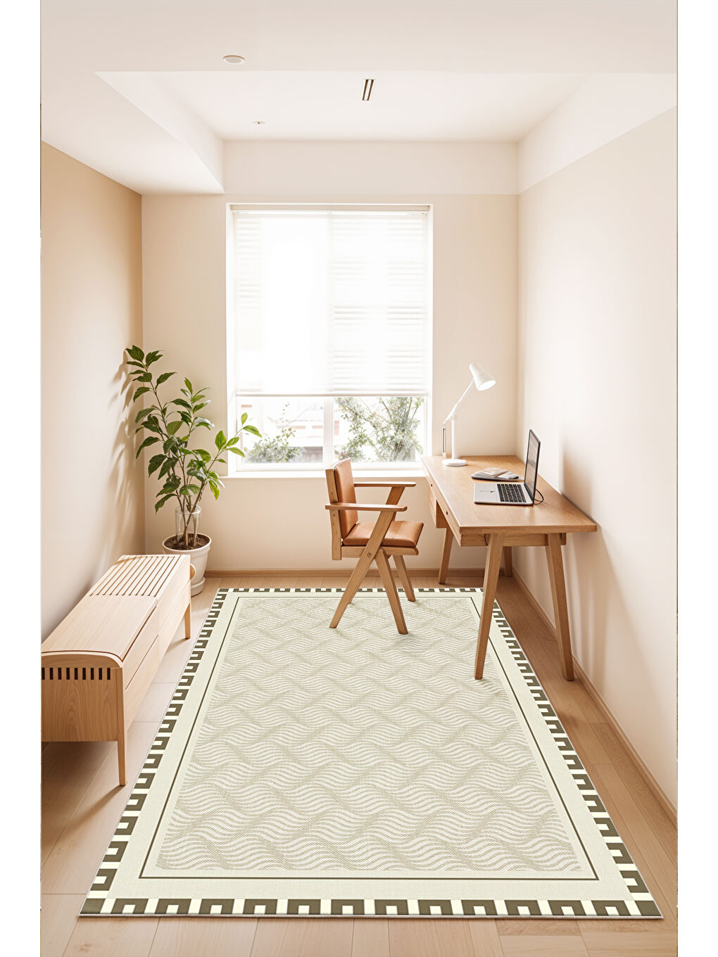 Bej Dekoratif Soft Modern Kaymaz Yıkanabilir Salon Halısı Mutfak Halısı Koridor Halısı Yolluk-1