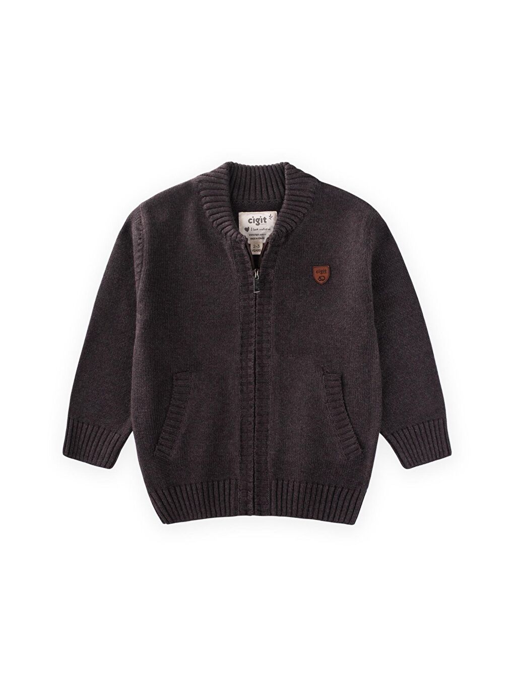 Kahverengi Triko Cepli Hırka 2-11 Yaş Kahve