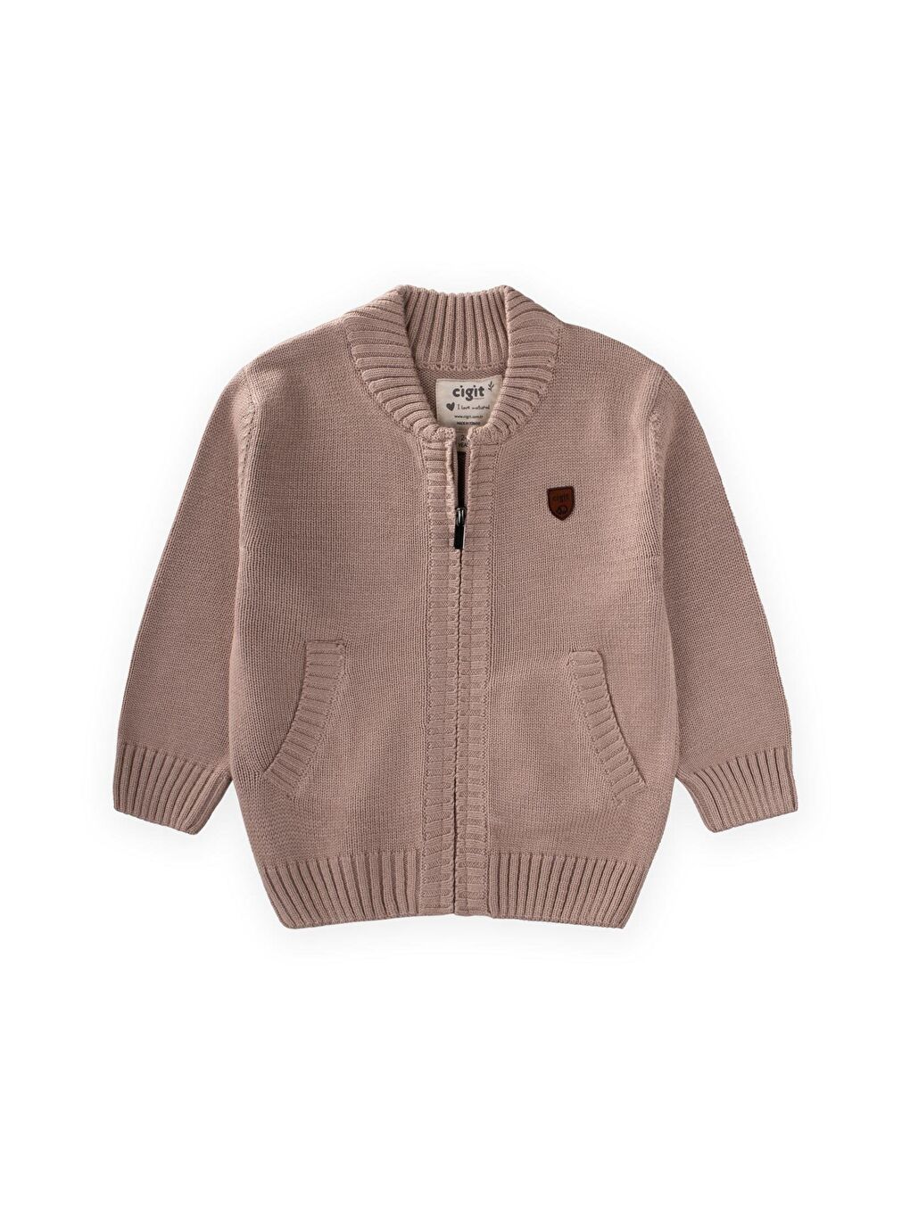 Triko Cepli Hırka 2-11 Yaş Bej