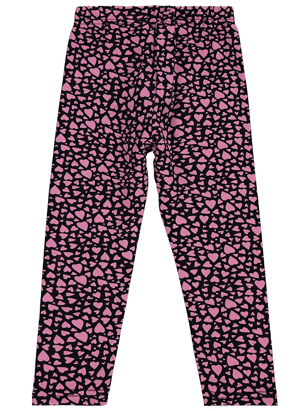 Pembe Girls Kalp Desenli 2-5 Yaş Tayt - Siyah-1