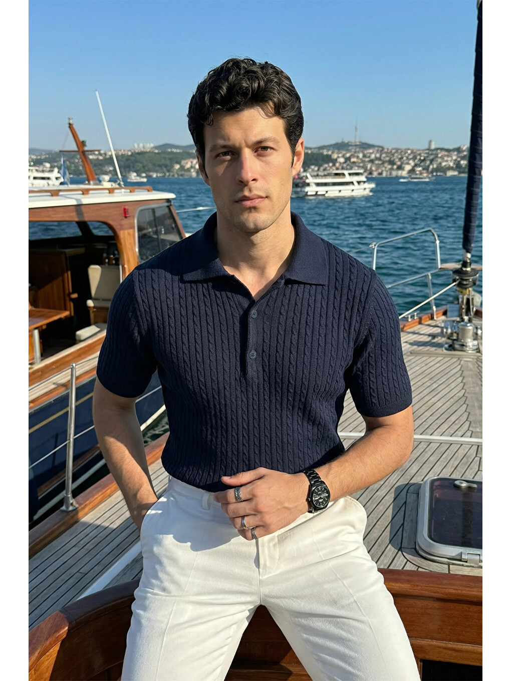 Mavi Tangi Premium Pamuk Slim Fit Polo Yaka Erkek Triko Tişört