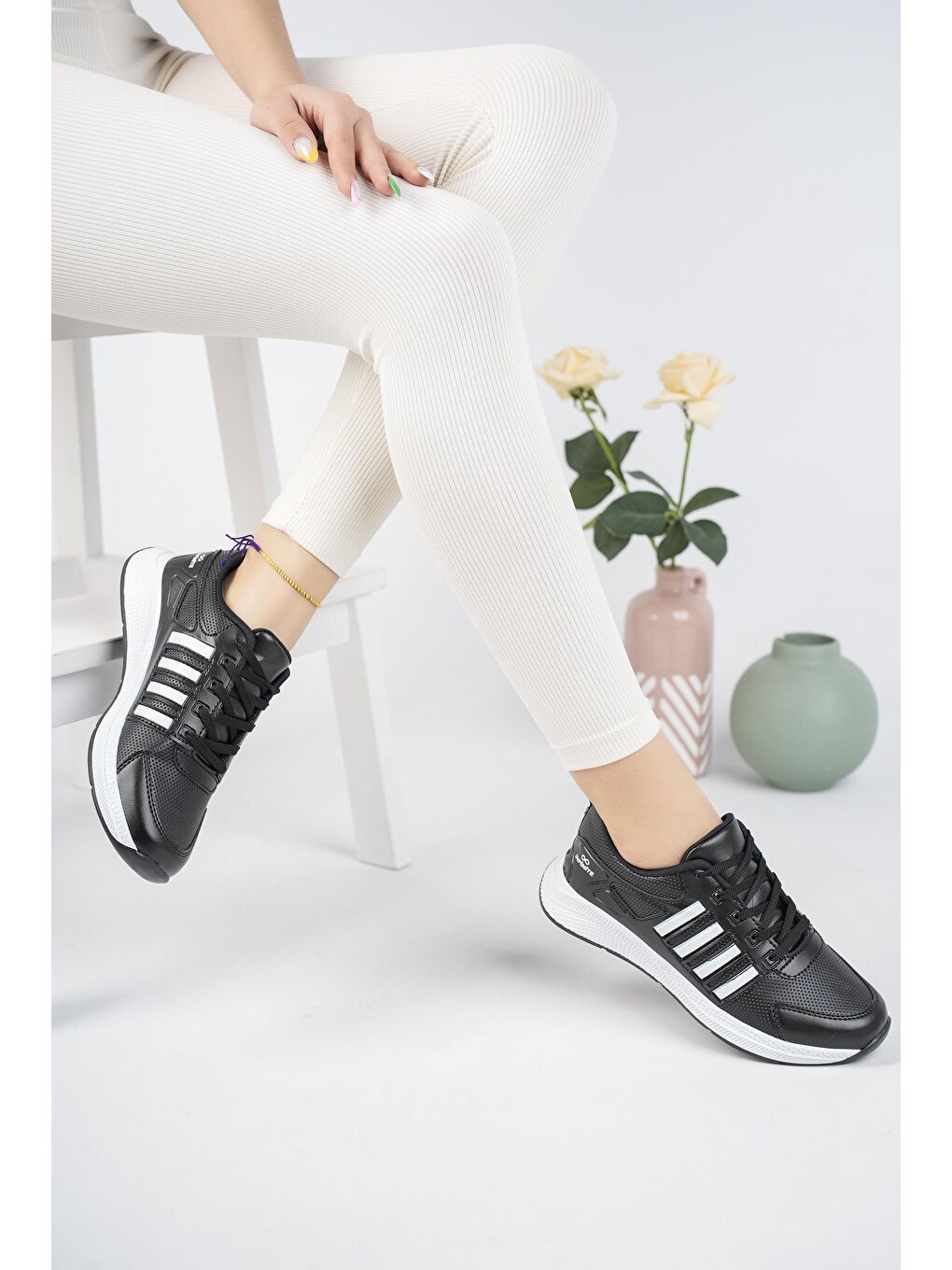 Siyah Pyl Unisex Ortopedik Günlük  Yürüyüş Koşu Sneaker Spor Ayakkabı-4