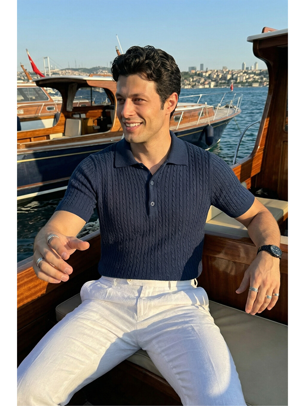 Mavi Tangi Premium Pamuk Slim Fit Polo Yaka Erkek Triko Tişört-4