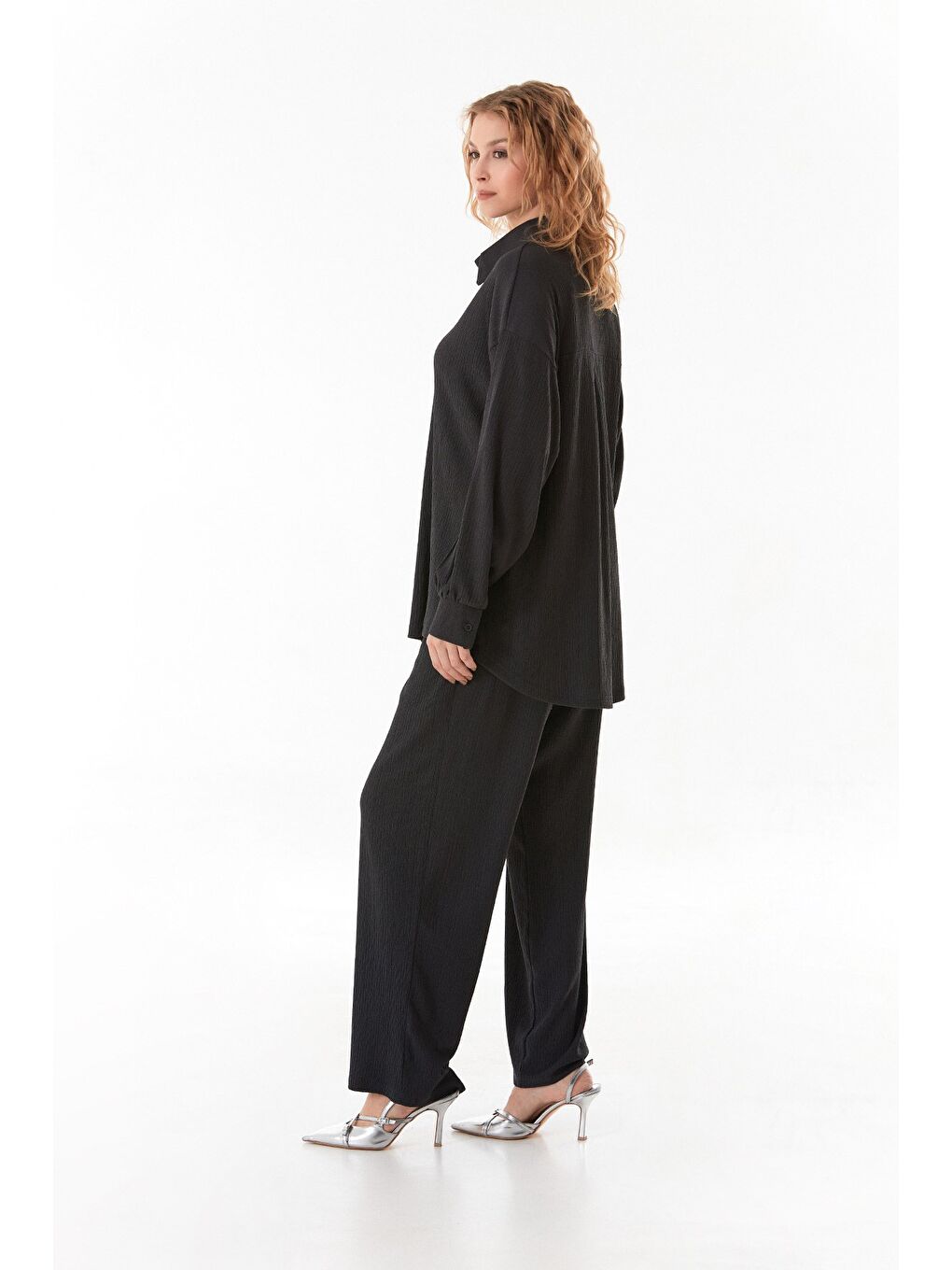 Antrasit Fullamodest Gömlek Yaka Bürümcük Kumaş İ̇Kili Takım-4