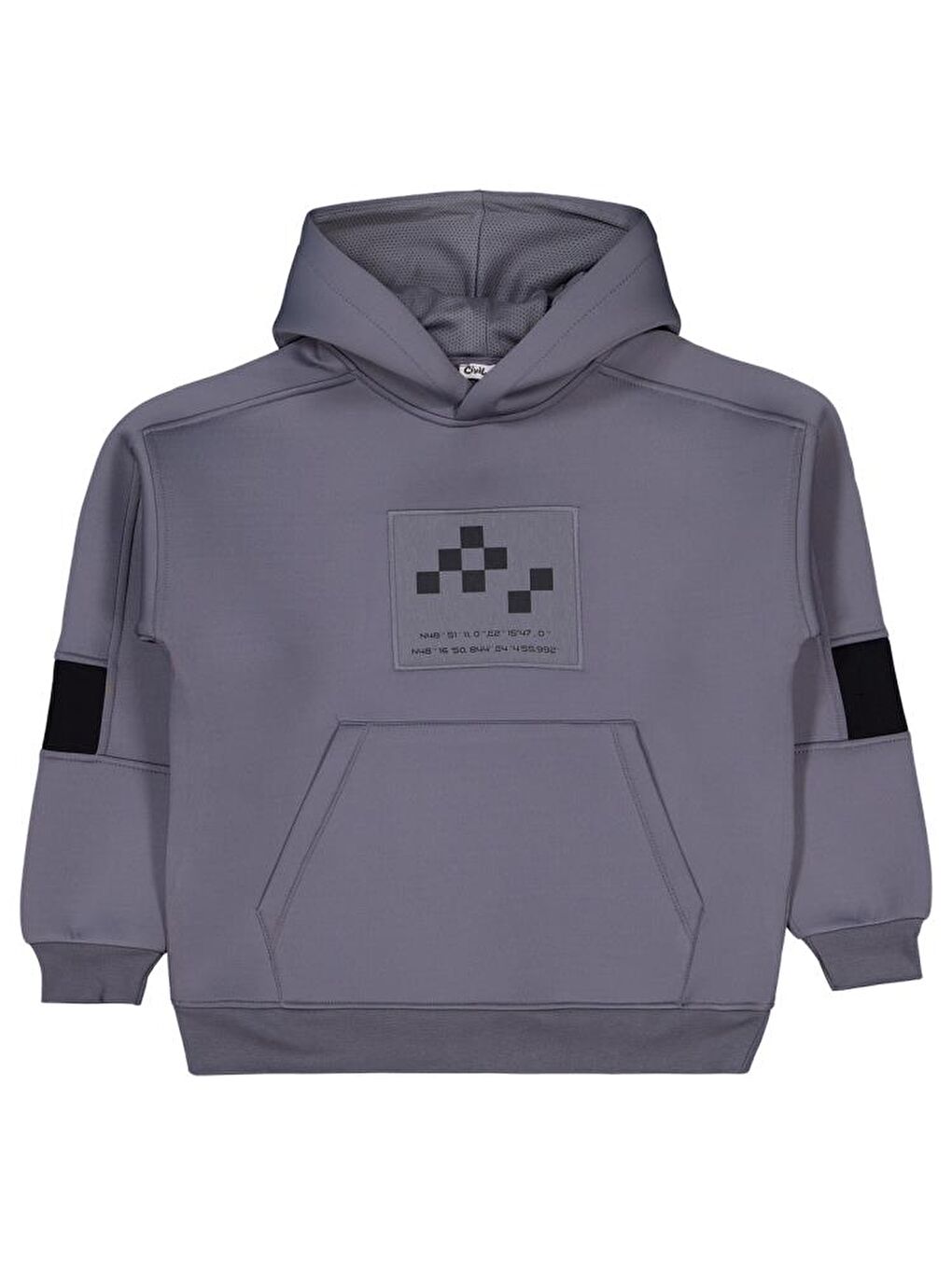 Antrasit Boys Kordinat Baskılı 10-13 Yaş Sweatshirt - Gri 11-12 Yaş