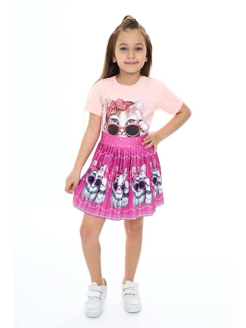 Siyah Sevimli Kedi Etek Tişört