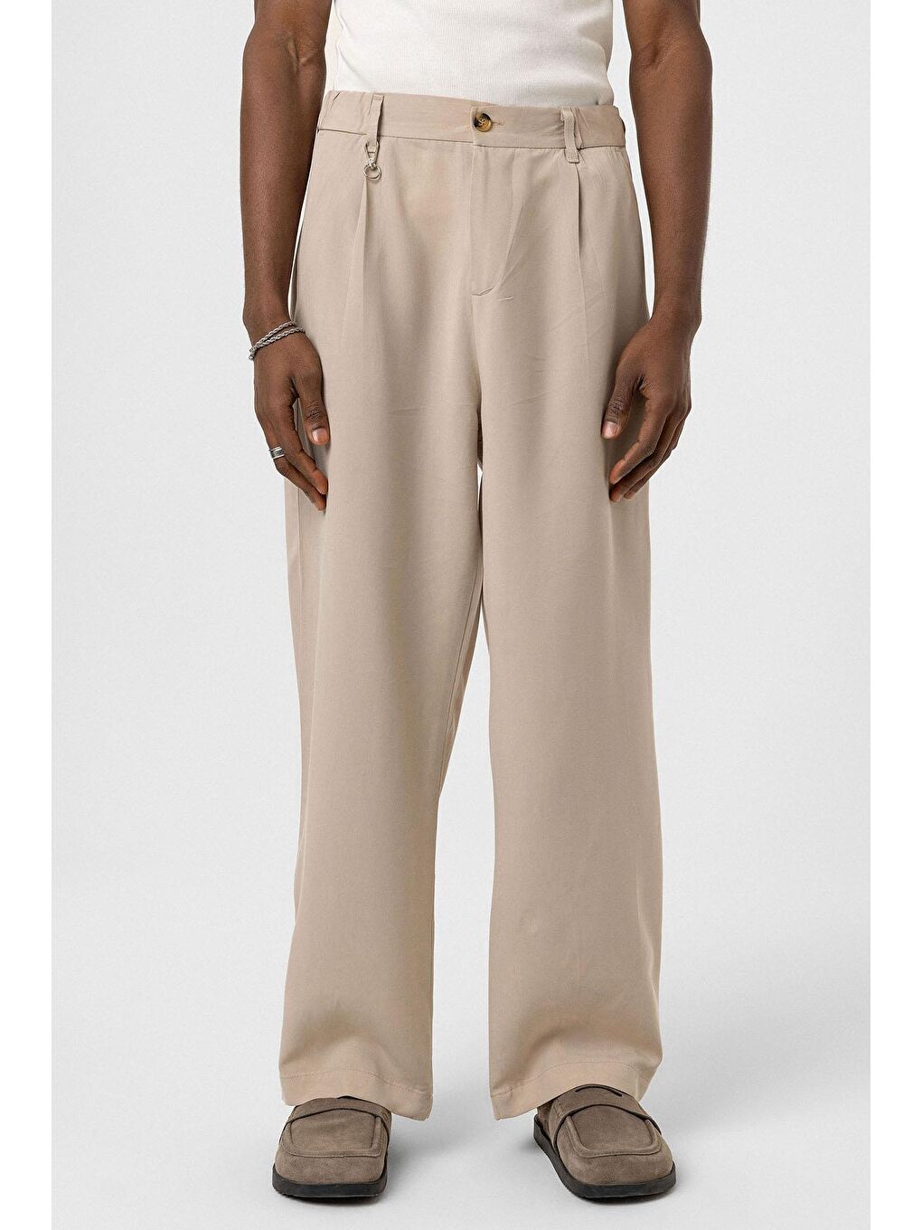 Relaxed Fit Kumaş  Erkek Pantolon Bej-1