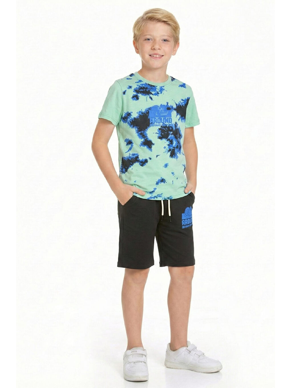 Yeşil Erkek Çocuk Görsel Tasarımlı ve Kaprili Alt-Üst Takım 3-10 Yaş 12554