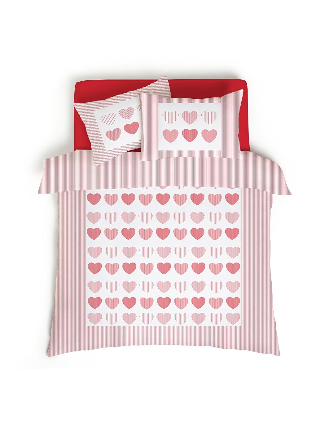 Karışık Sevgililer Günü Özel Çift Kişilik Flanel Nevresim Takımı 200x220 cm Çift Taraf Baskılı-1