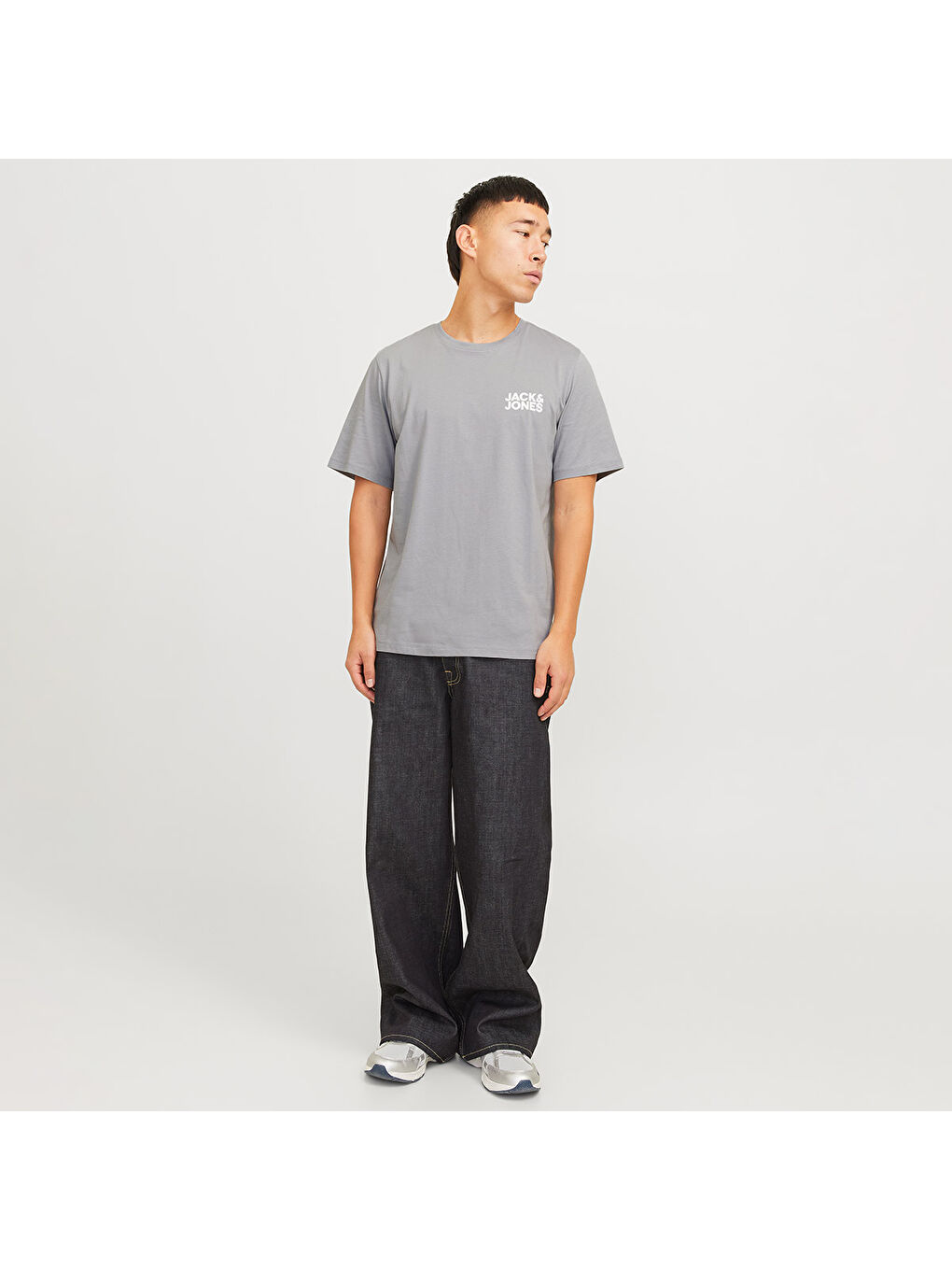 Corp Logo Ss O Neck Erkek Gri Yuvarlak Yaka Spor Tişört-2