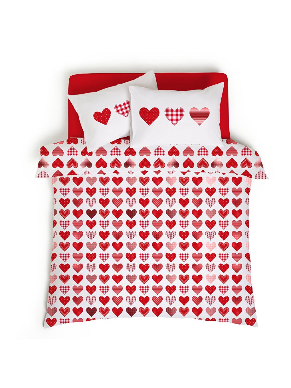 Karışık Sevgililer Günü Özel Çift Kişilik Pamuklu Nevresim Takımı 200x220 cm Çift Taraf Baskılı-1