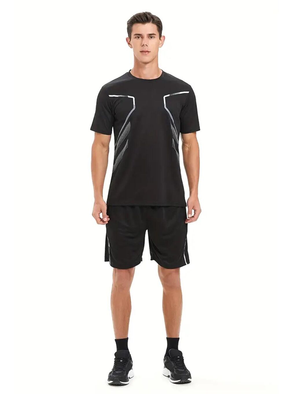Oksit Siyah Fusto Mikro Polyester Slim Fit Performans Antrenman Sporcu Erkek Tshirt - 3