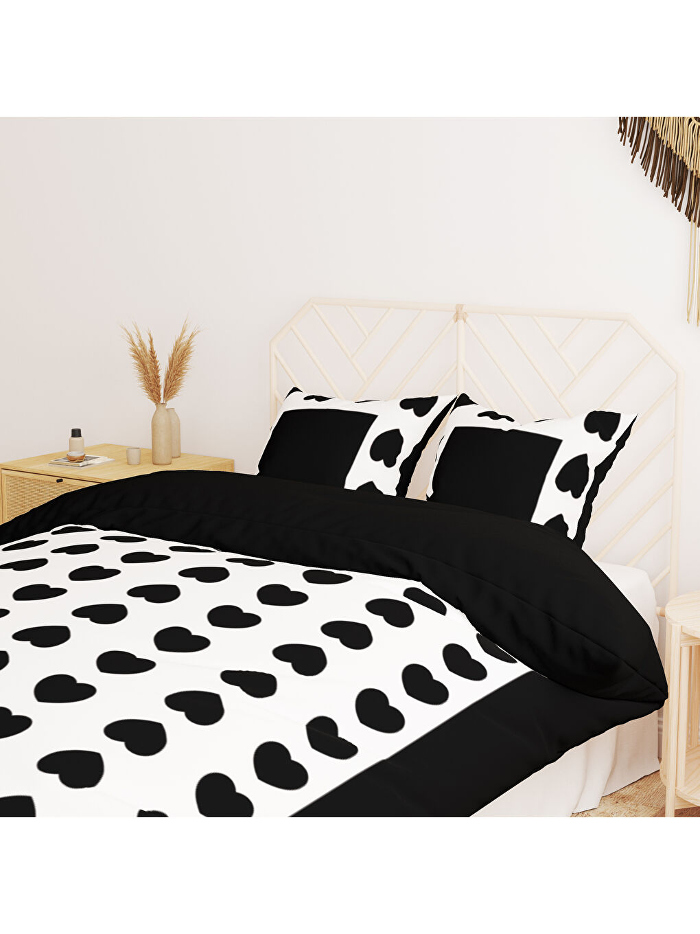 Karışık Sevgililer Günü Özel Çift Kişilik Pamuklu Nevresim Takımı 200x220 cm Çift Taraf Baskılı-1