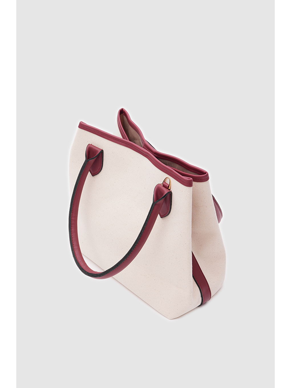 Manto Garnili Kanvas Omuz Çantası Bordo-2