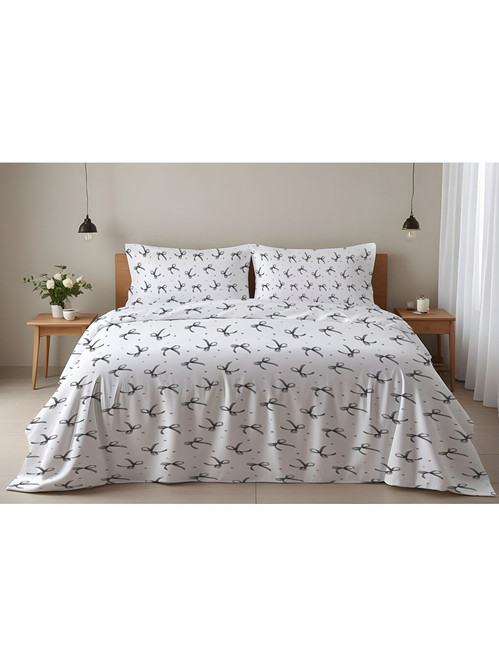 Karışık Sevgililer Günü Özel Çift Kişilik Pamuklu Nevresim Takımı 200x220 cm Çift Taraf Baskılı-1