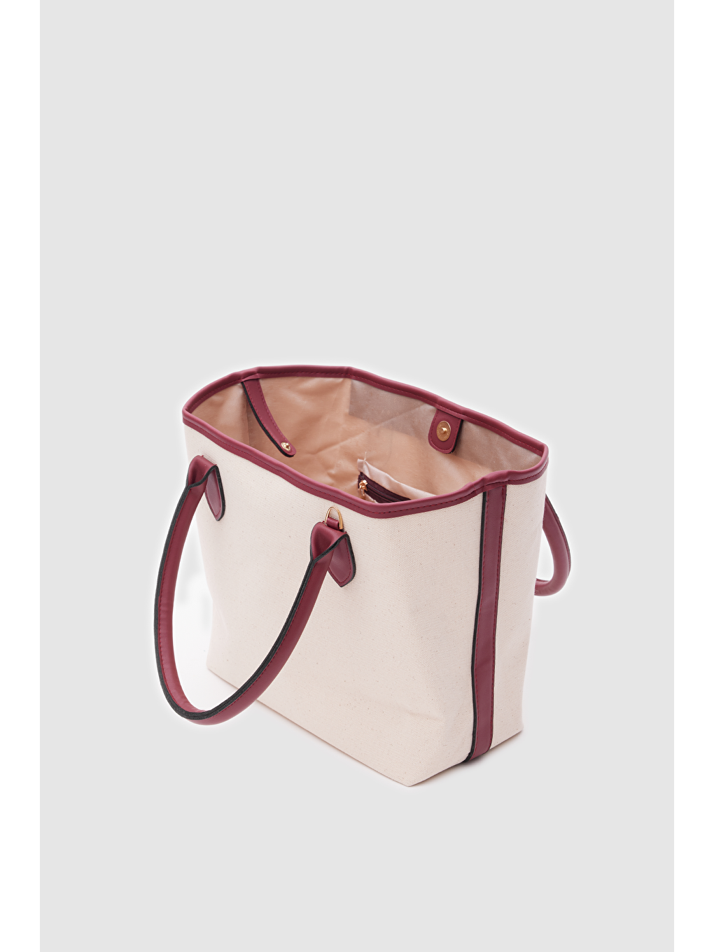 Manto Garnili Kanvas Omuz Çantası Bordo-3