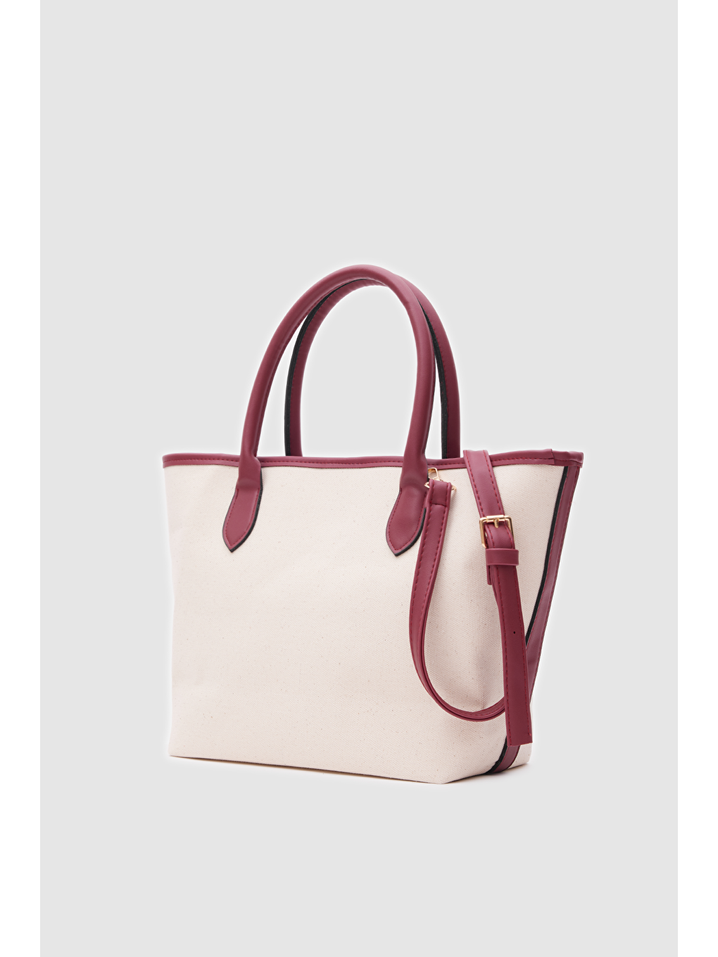 Manto Garnili Kanvas Omuz Çantası Bordo-4