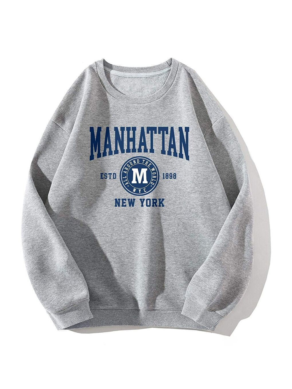 uyguntarz Gri Manhattan Baskılı Oversize Sweatshirt