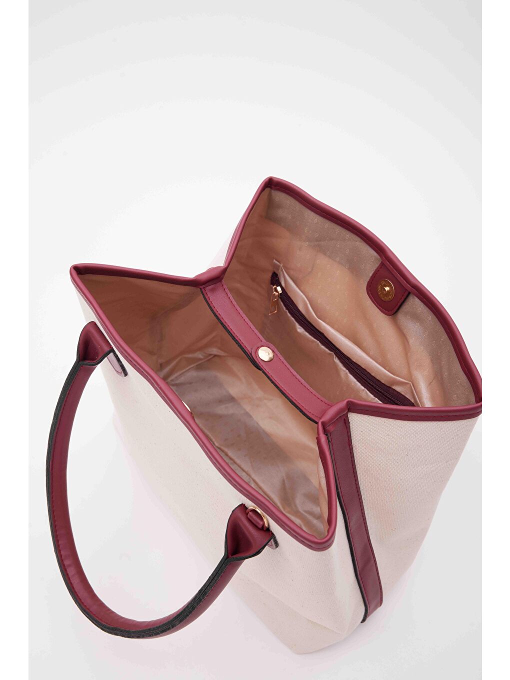 Manto Garnili Kanvas Omuz Çantası Bordo-5