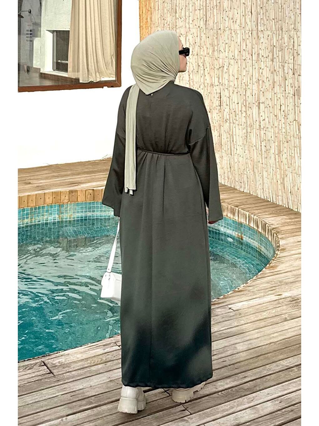 İki İplik Elbise Koyu Yeşil-3