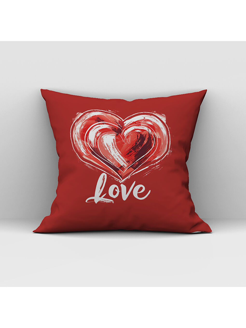 Karışık Sevgililer Günü Özel Love Yazılı Çift Taraflı Baskılı Kadife Kırlent Kılıfı   43x43 cm-1