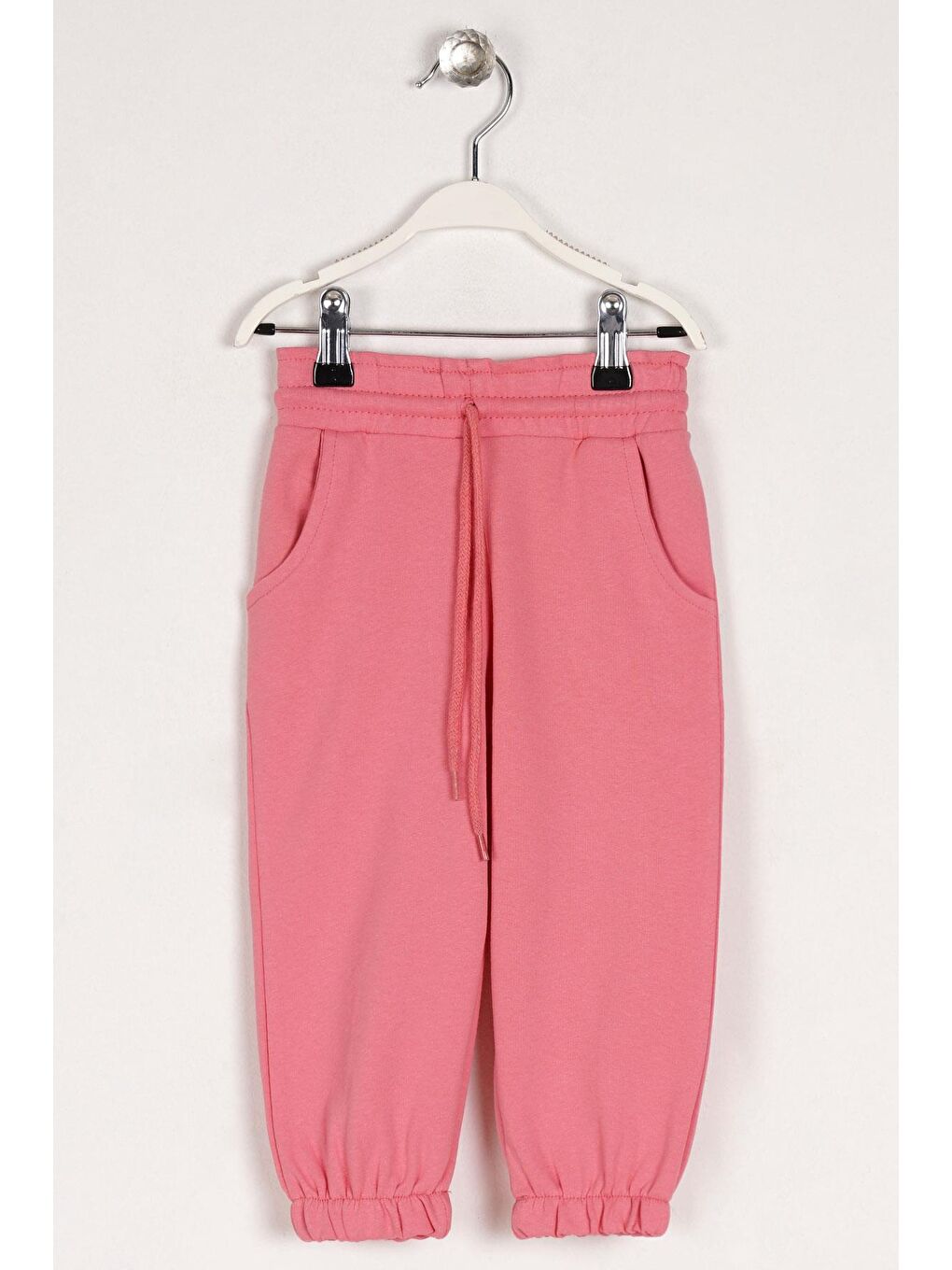 Lastik Paçalı Pembe Renk Kız Çocuk Eşofman Tek Alt