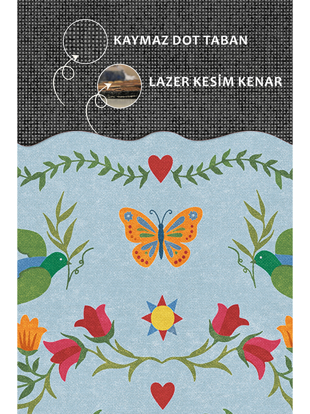 Mavi Modern Dekoratif Halı – Makinada Yıkanabilir, Kaymaz Taban, İnce Lazer Kesim Halı-3