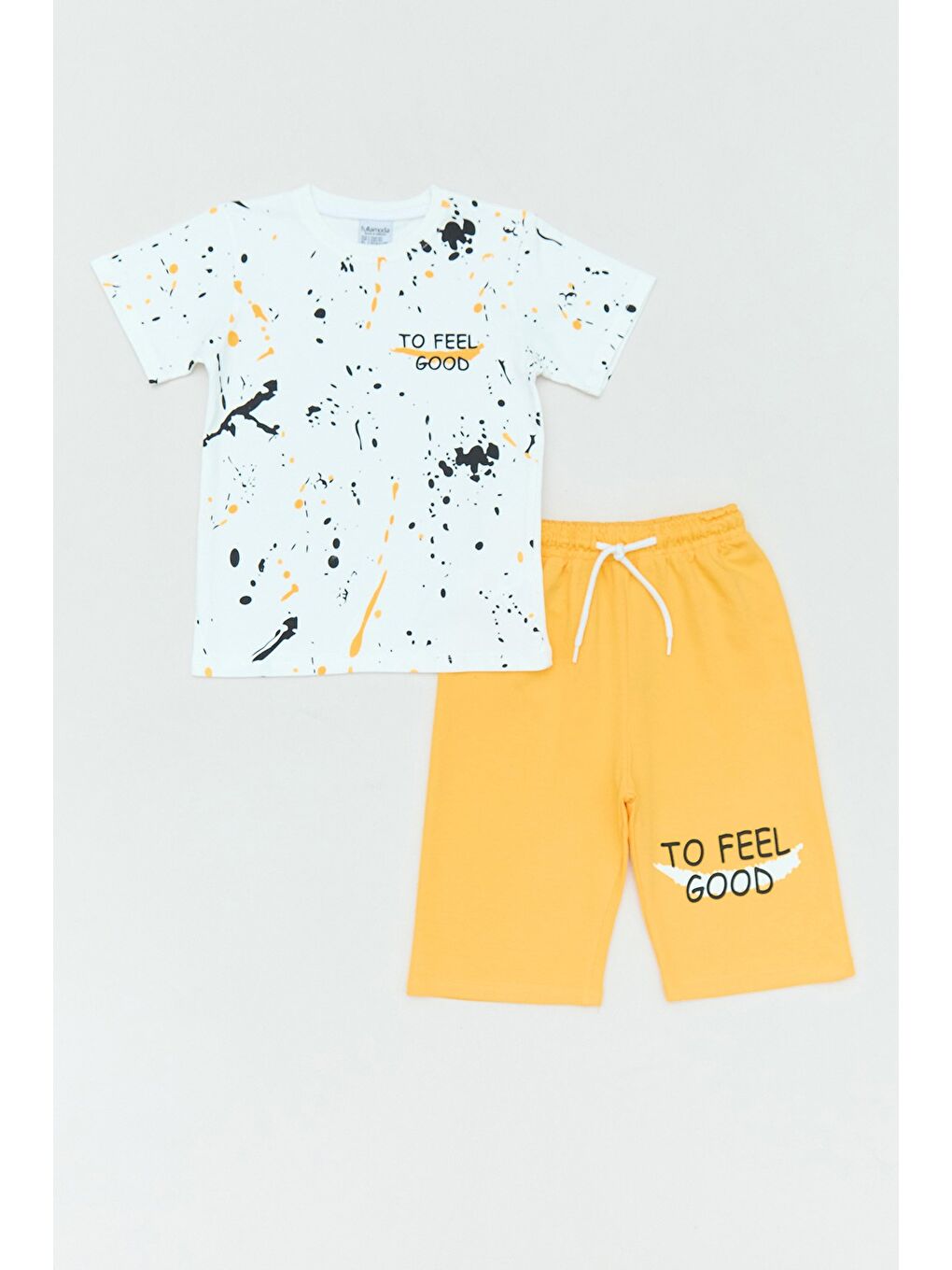 Sarı To Feel Good Yazı Baskılı 2 Li Erkek Çocuk Şortlu Takım