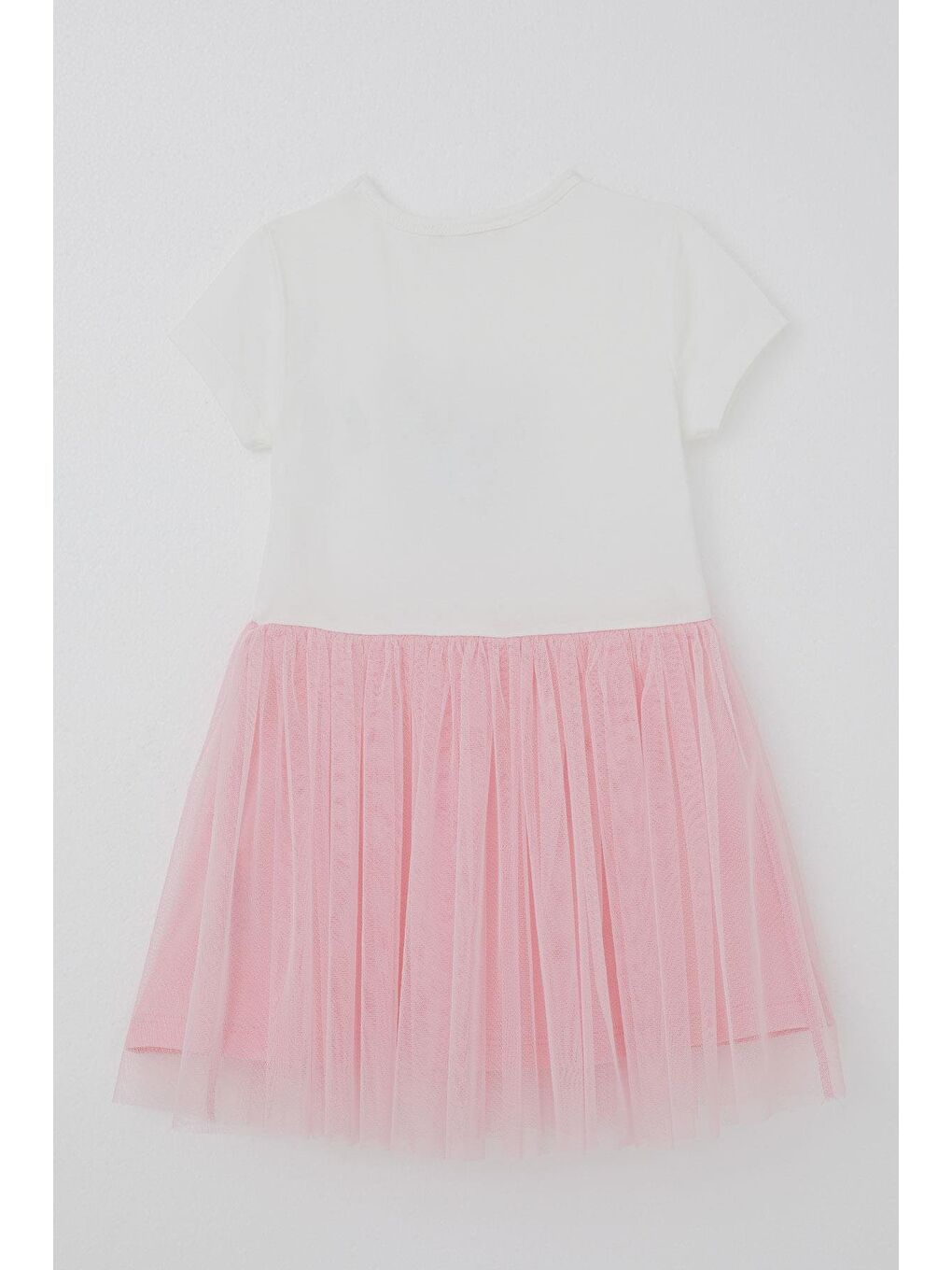 Kız Çocuk Elbise Simli Prenses Tacı Baskılı Yıldız Detaylı Beyaz (3 Yaş)-1