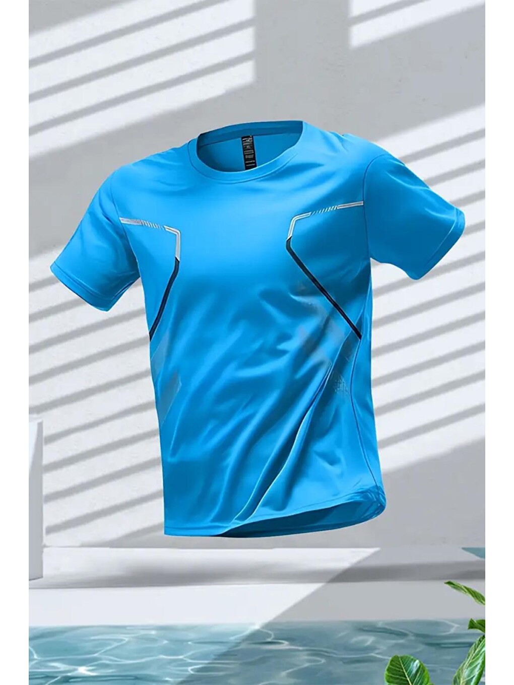 Mavi Fusto Mikro Polyester Slim Fit Performans Antrenman Sporcu Erkek Tişört