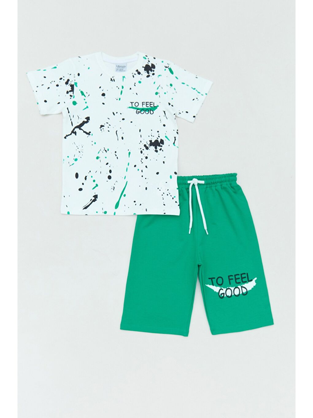 Yeşil To Feel Good Yazı Baskılı 2 Li Erkek Çocuk Şortlu Takım