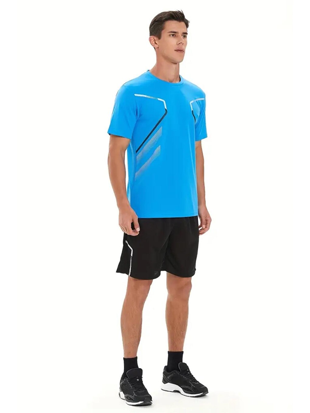 Mavi Fusto Mikro Polyester Slim Fit Performans Antrenman Sporcu Erkek Tişört-3