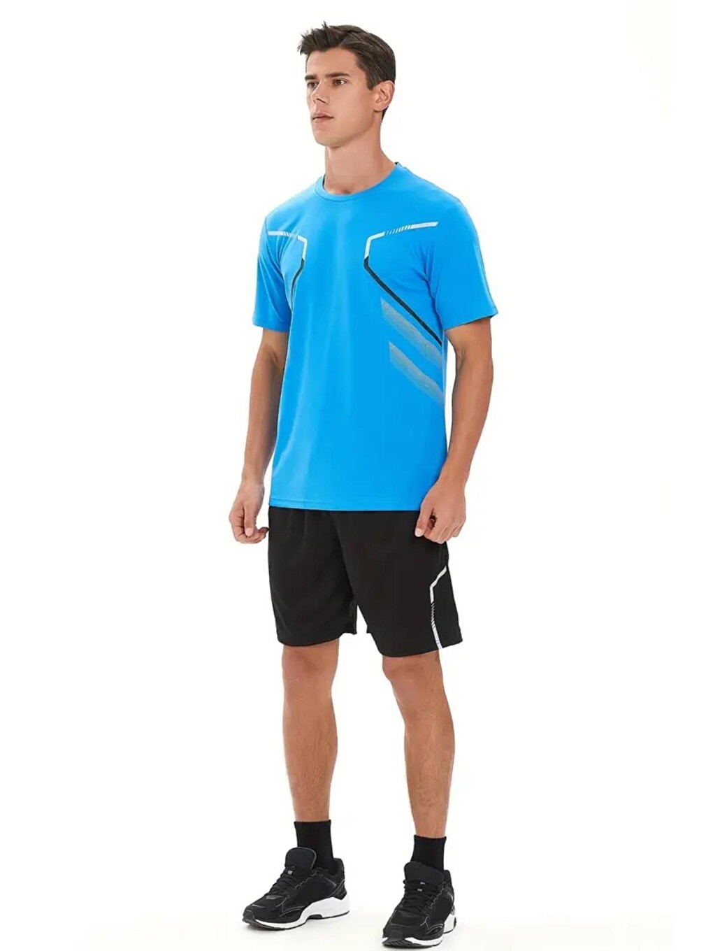 Mavi Fusto Mikro Polyester Slim Fit Performans Antrenman Sporcu Erkek Tişört-4