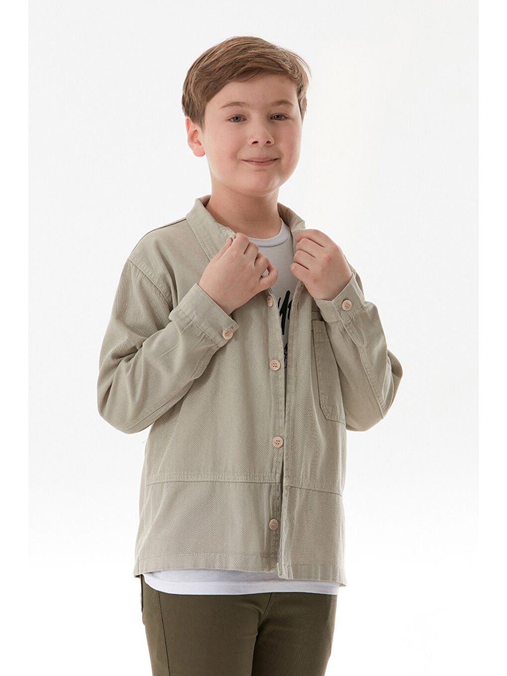 Bej %100 Pamuk Baskılı i Cepli 2 Li Erkek Çocuk Takım