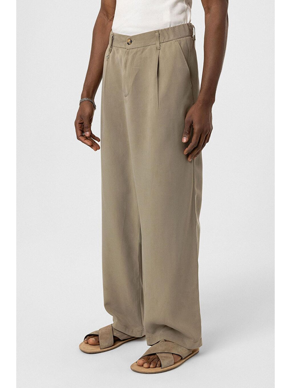 Relaxed Fit Kumaş  Erkek Pantolon Haki-2