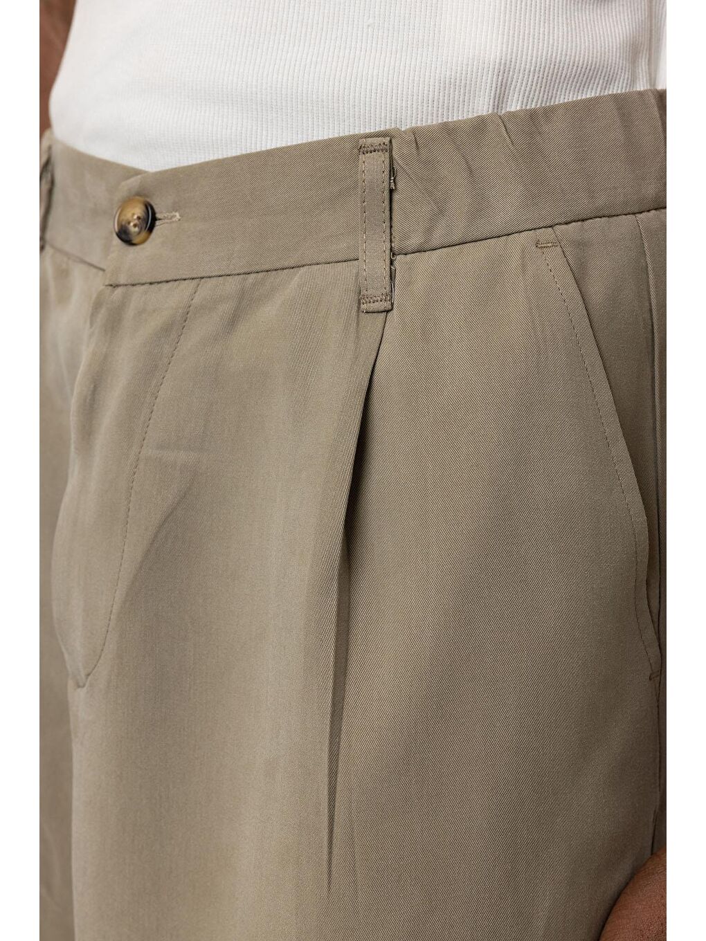 Relaxed Fit Kumaş  Erkek Pantolon Haki-3