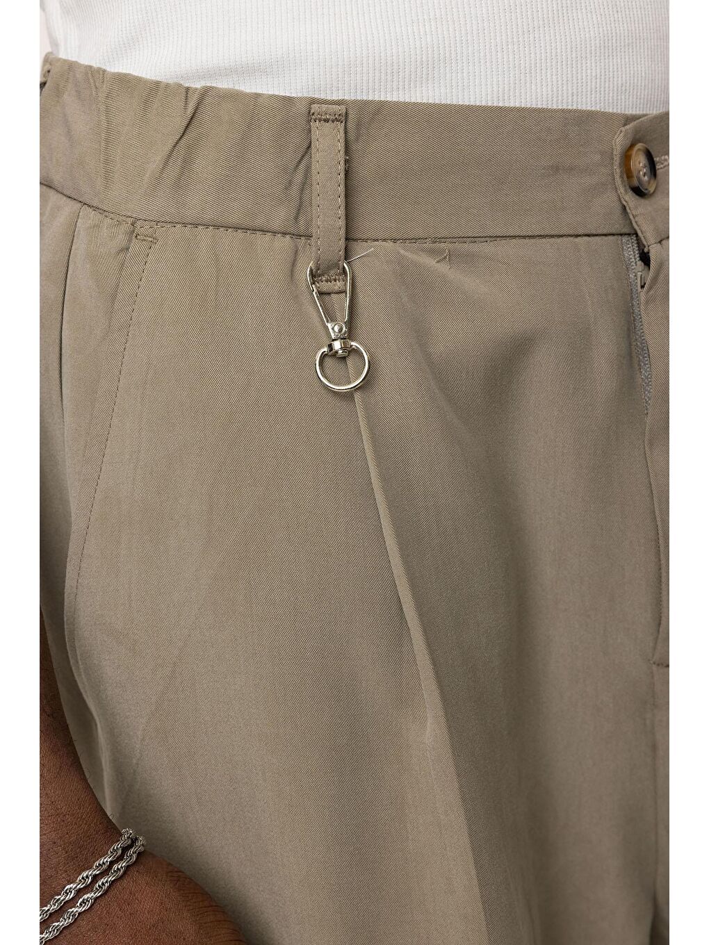 Relaxed Fit Kumaş  Erkek Pantolon Haki-4