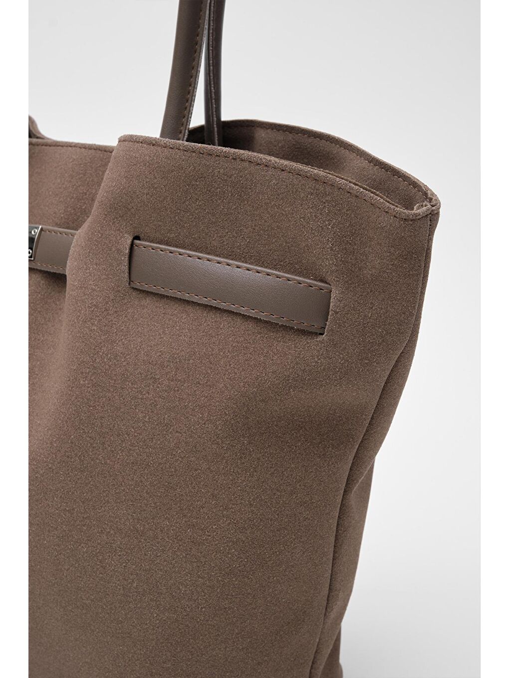 Bej Versay Süet Omuz Çantası Vizon-4