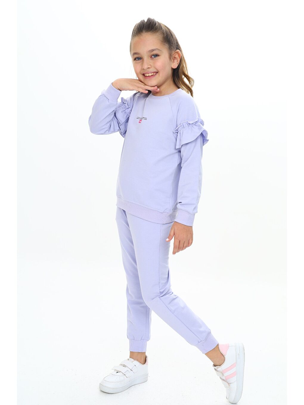 Lila Kız Çocuk Baskılı Eşofman Takım-1