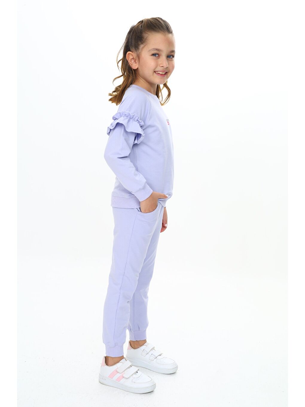 Lila Kız Çocuk Baskılı Eşofman Takım-3