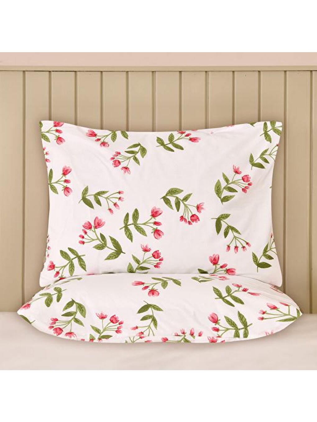 Lila Soft Carlene 2'li Yastık Kılıfı - Ekru / Yeşil - 50x70 cm