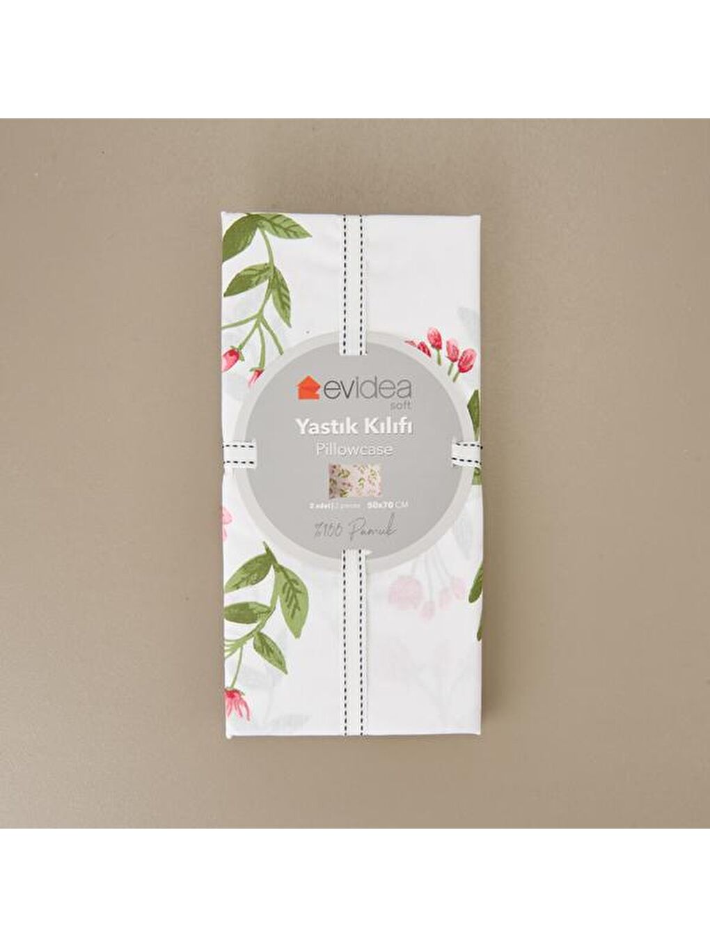 Lila Soft Carlene 2'li Yastık Kılıfı - Ekru / Yeşil - 50x70 cm-2