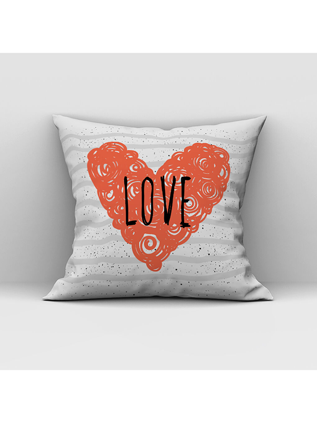 Karışık Sevgililer Günü Özel Kalp Desenli Çift Taraflı Baskılı Kadife Kırlent Kılıfı   43x43 cm-1
