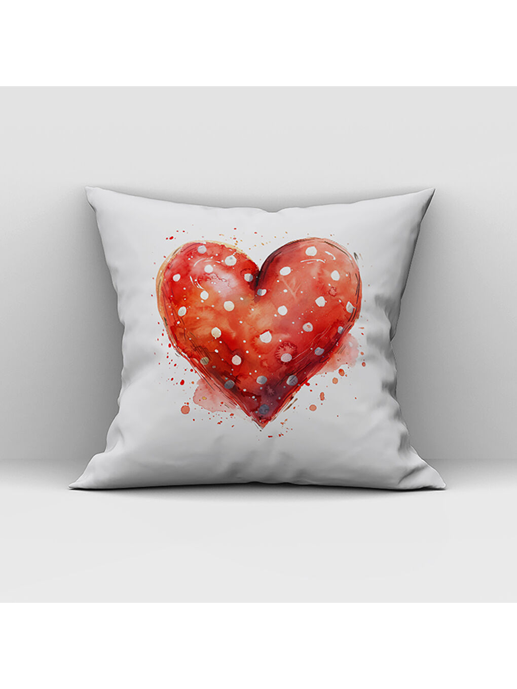 Karışık Sevgililer Günü Özel Kalp Desenli Çift Taraflı Baskılı Kadife Kırlent Kılıfı   43x43 cm-1