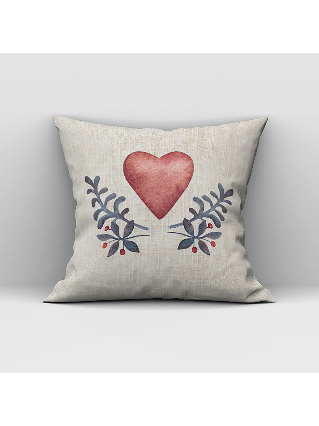 Karışık Sevgililer Günü Özel Kalp Desenli Çift Taraflı Baskılı Kadife Kırlent Kılıfı   43x43 cm-1